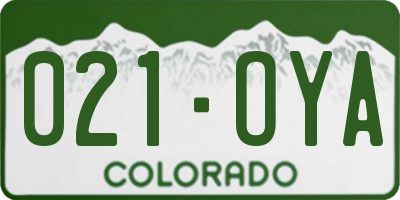 CO license plate 021OYA