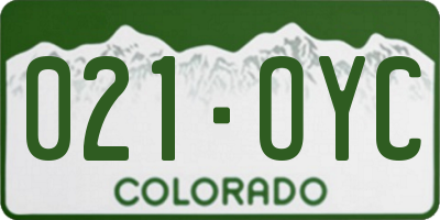 CO license plate 021OYC