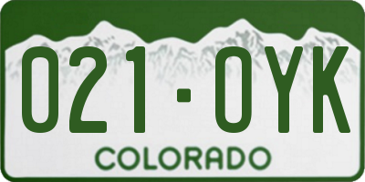 CO license plate 021OYK