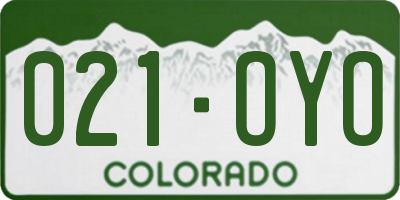 CO license plate 021OYO