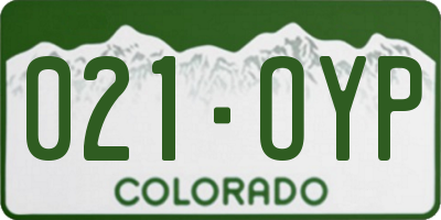 CO license plate 021OYP