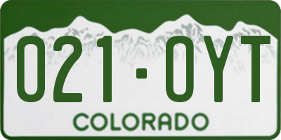 CO license plate 021OYT