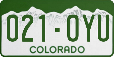 CO license plate 021OYU