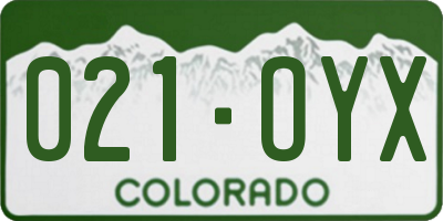 CO license plate 021OYX