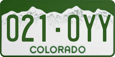 CO license plate 021OYY