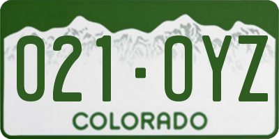 CO license plate 021OYZ