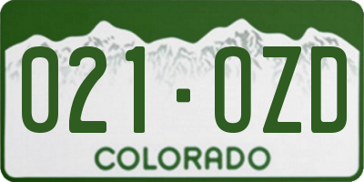 CO license plate 021OZD