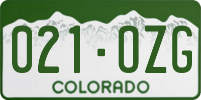 CO license plate 021OZG