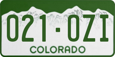 CO license plate 021OZI