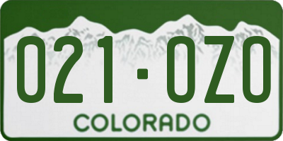 CO license plate 021OZO