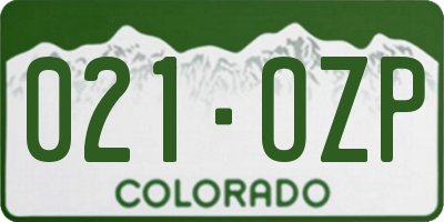 CO license plate 021OZP