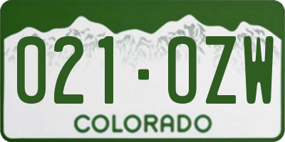CO license plate 021OZW