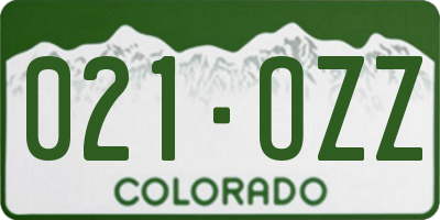 CO license plate 021OZZ