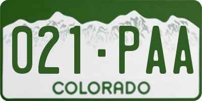 CO license plate 021PAA