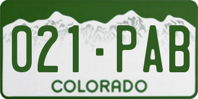 CO license plate 021PAB