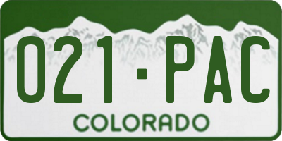 CO license plate 021PAC