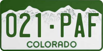CO license plate 021PAF