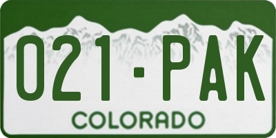CO license plate 021PAK