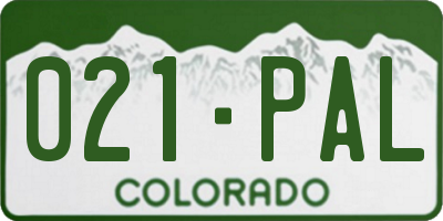 CO license plate 021PAL