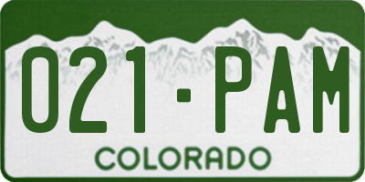 CO license plate 021PAM