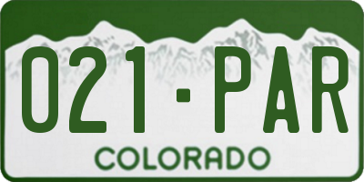 CO license plate 021PAR