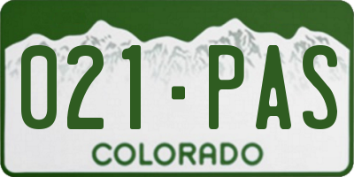CO license plate 021PAS