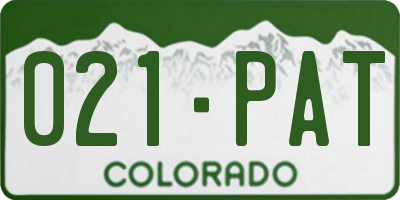CO license plate 021PAT