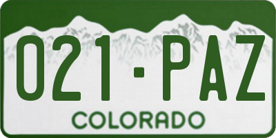 CO license plate 021PAZ