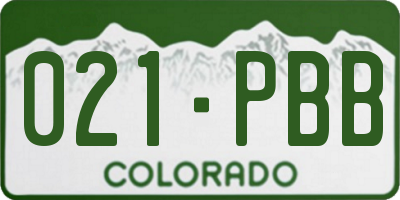 CO license plate 021PBB