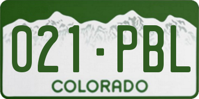 CO license plate 021PBL