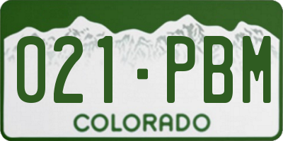 CO license plate 021PBM