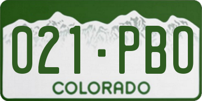 CO license plate 021PBO