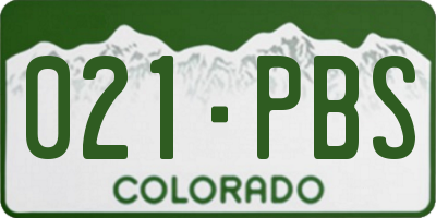 CO license plate 021PBS