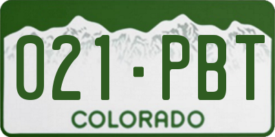 CO license plate 021PBT