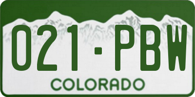 CO license plate 021PBW