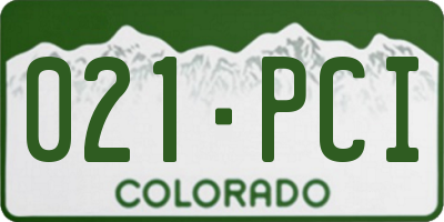 CO license plate 021PCI