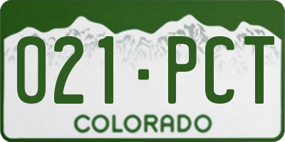 CO license plate 021PCT
