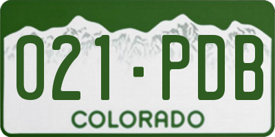 CO license plate 021PDB
