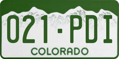 CO license plate 021PDI