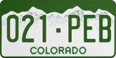 CO license plate 021PEB