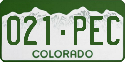 CO license plate 021PEC