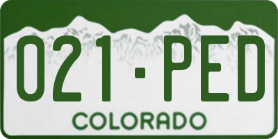 CO license plate 021PED