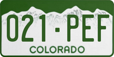CO license plate 021PEF