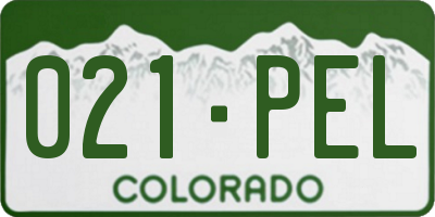 CO license plate 021PEL