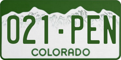 CO license plate 021PEN
