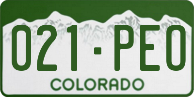 CO license plate 021PEO