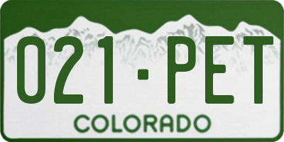 CO license plate 021PET