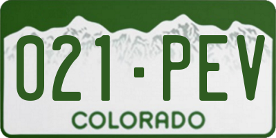 CO license plate 021PEV