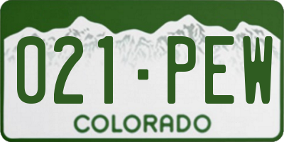 CO license plate 021PEW