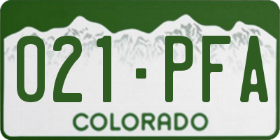 CO license plate 021PFA
